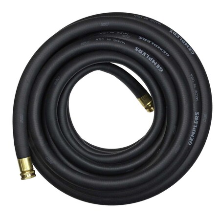 Gemplers 5/8 in ID x 50 ft L Water Hose, Rubber Tube, Black, Brass Fitting X237614